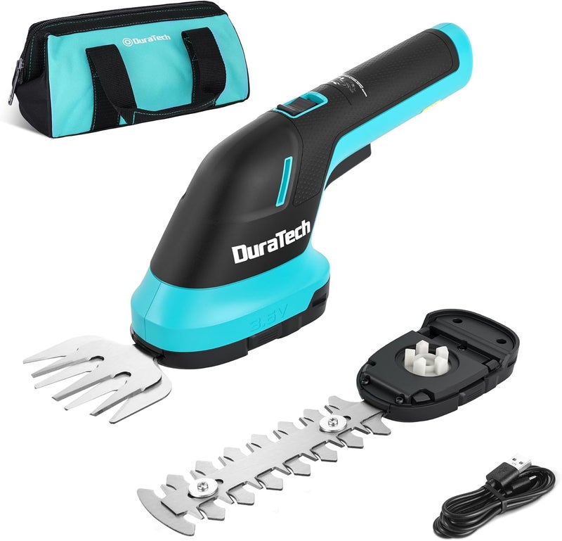 DURATECH Cordless Hedge Trimmer, 3.6V 2-in-1 Handheld Rechargeable Grass Trimmer & Hedge Shears with USB Type-C Cable, Built-in Li-ion Battery, Electric Shrub & Grass Shears for Garden, Yard and Lawn - Image 1